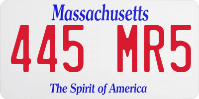 MA license plate 445MR5