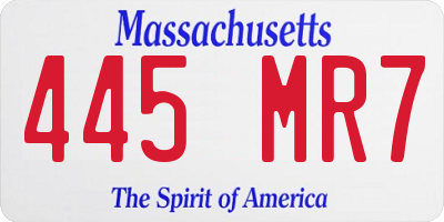 MA license plate 445MR7