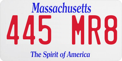 MA license plate 445MR8