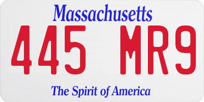 MA license plate 445MR9