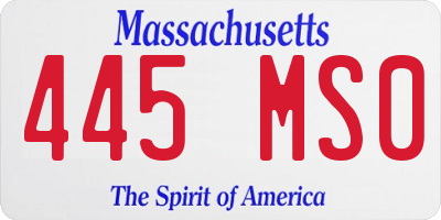 MA license plate 445MS0
