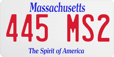 MA license plate 445MS2