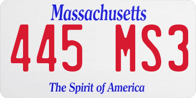 MA license plate 445MS3