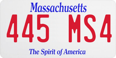MA license plate 445MS4