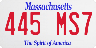 MA license plate 445MS7