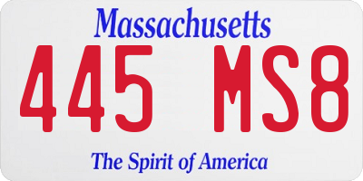 MA license plate 445MS8