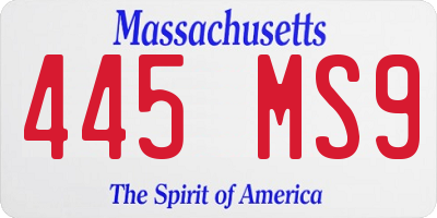MA license plate 445MS9