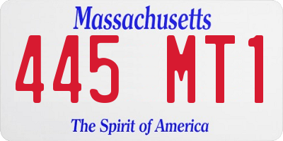 MA license plate 445MT1