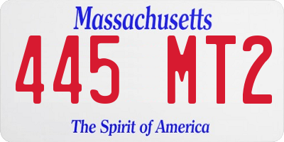 MA license plate 445MT2