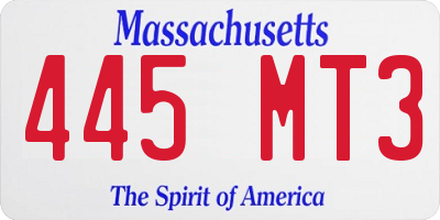 MA license plate 445MT3