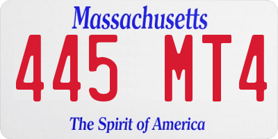 MA license plate 445MT4