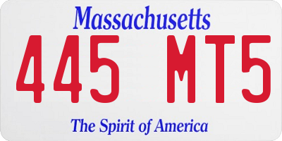 MA license plate 445MT5