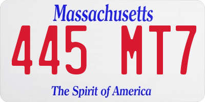 MA license plate 445MT7