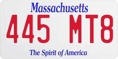 MA license plate 445MT8