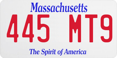 MA license plate 445MT9