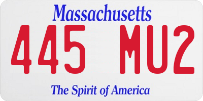 MA license plate 445MU2