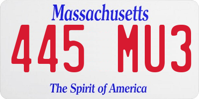 MA license plate 445MU3