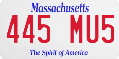 MA license plate 445MU5