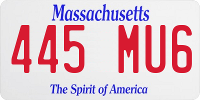 MA license plate 445MU6