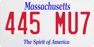 MA license plate 445MU7