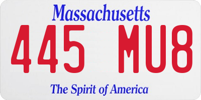MA license plate 445MU8