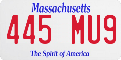 MA license plate 445MU9