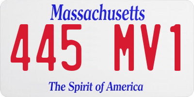 MA license plate 445MV1