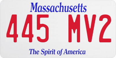 MA license plate 445MV2