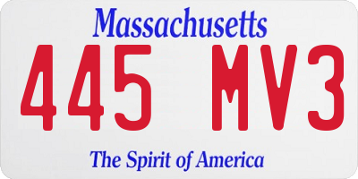 MA license plate 445MV3