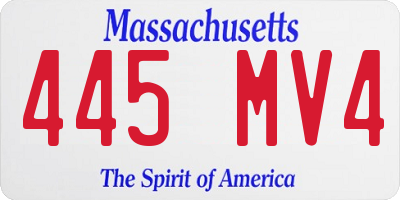 MA license plate 445MV4