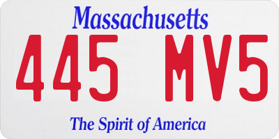 MA license plate 445MV5
