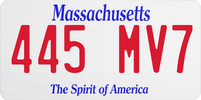 MA license plate 445MV7