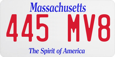 MA license plate 445MV8
