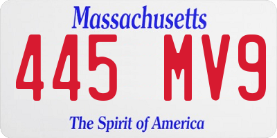 MA license plate 445MV9