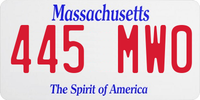 MA license plate 445MW0