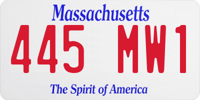 MA license plate 445MW1