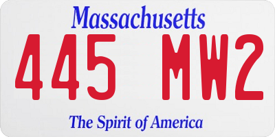 MA license plate 445MW2