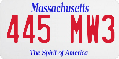 MA license plate 445MW3