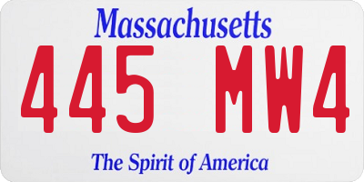 MA license plate 445MW4