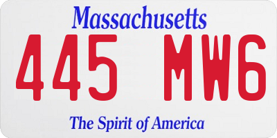 MA license plate 445MW6