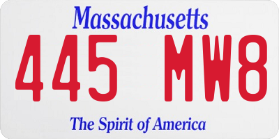 MA license plate 445MW8