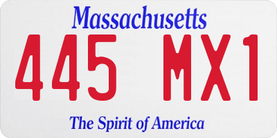 MA license plate 445MX1