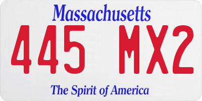 MA license plate 445MX2