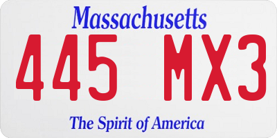 MA license plate 445MX3
