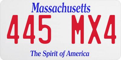 MA license plate 445MX4