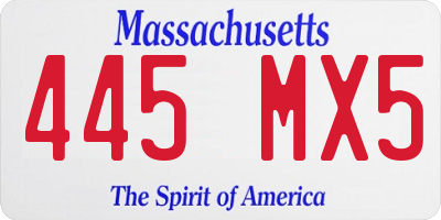 MA license plate 445MX5