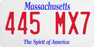 MA license plate 445MX7