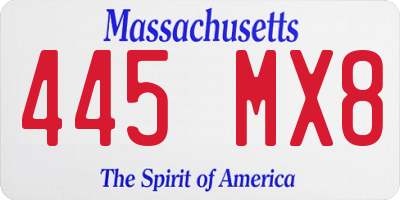 MA license plate 445MX8