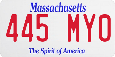 MA license plate 445MY0