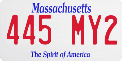 MA license plate 445MY2